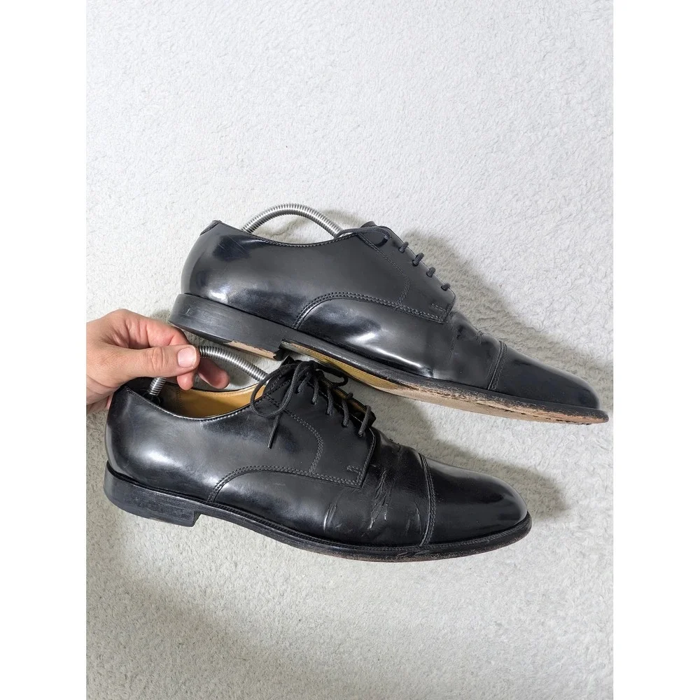 Cole Haan Dress Shoes Men 11.5‎ Black Leather Cap Toe Derby 08330 FH13